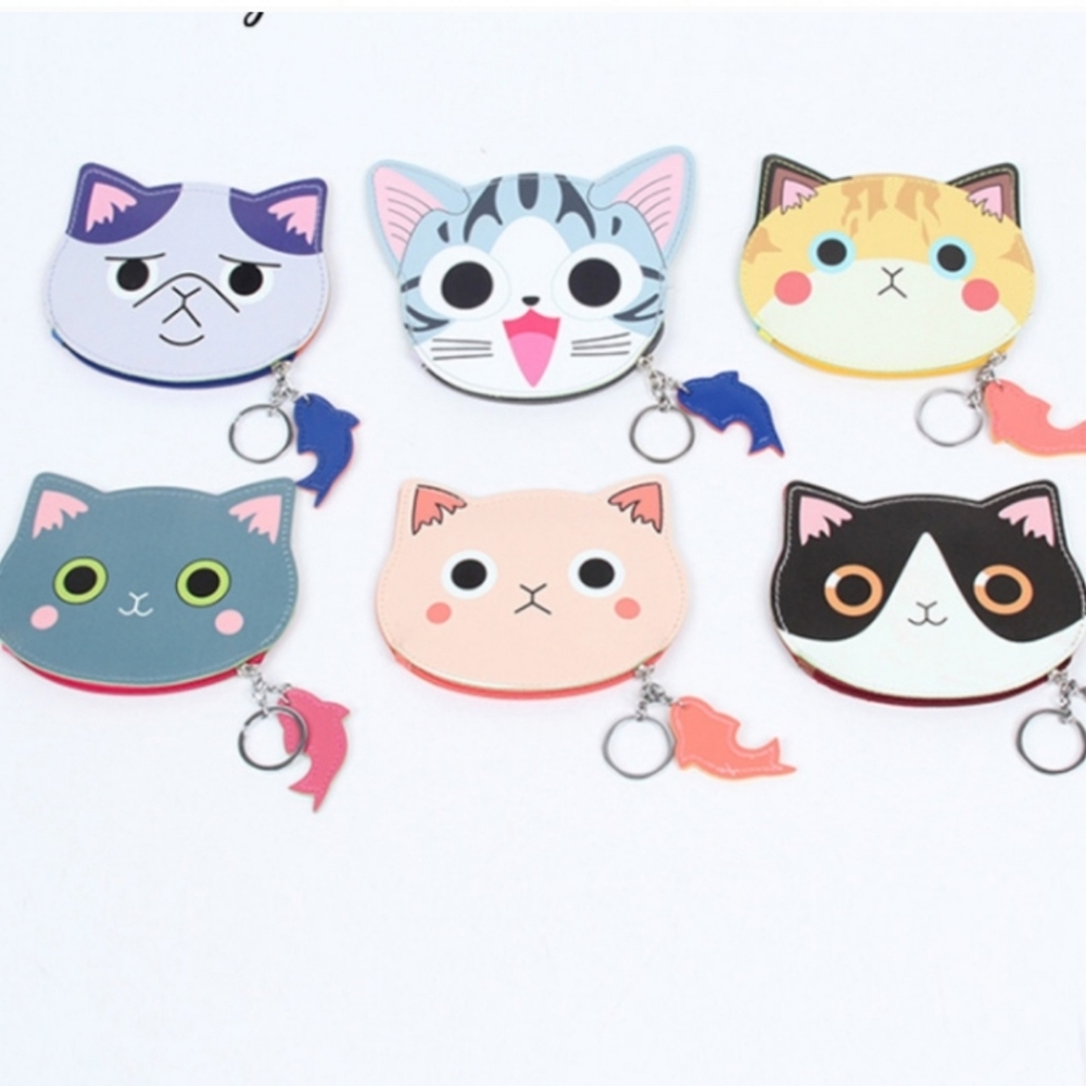 Happy kitty Cat  Blue Fish Pouches - Picture 2 of 6